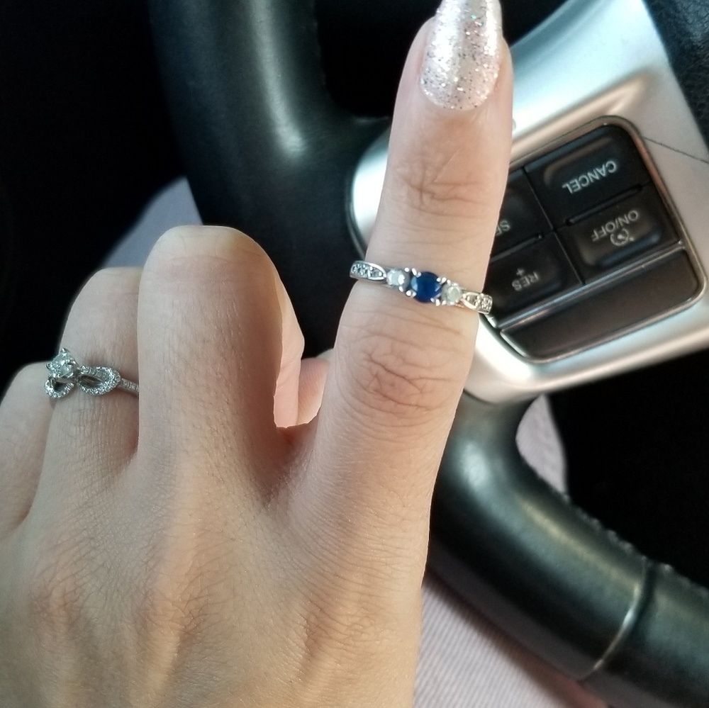 cubic zirconia and sapphire ring